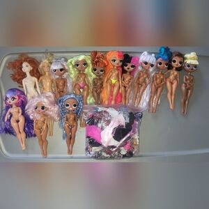 Lot of 14 LOL OMG and Barbie Disney Dolls